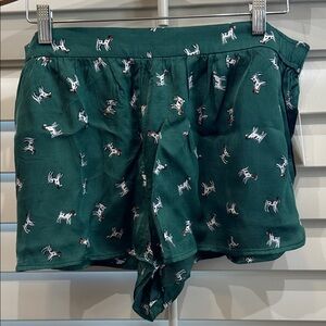 Anthropologie Green Pajama Shorts with Dog Print